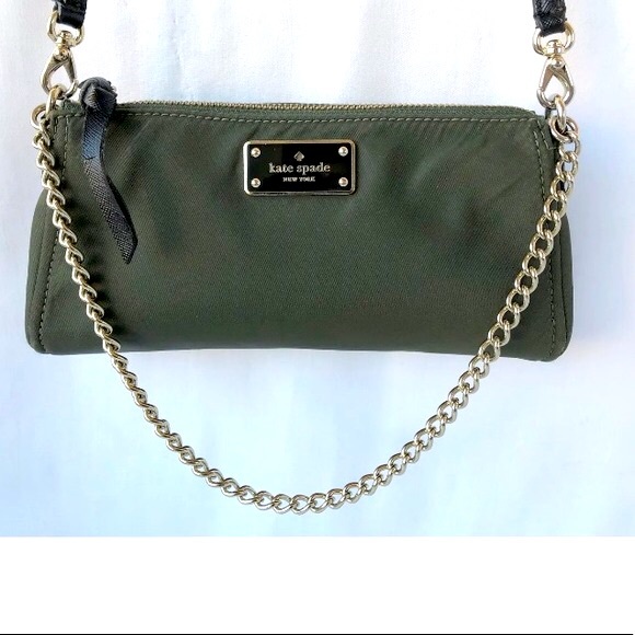 ⭐️HPx2⭐️EUC KATE SPADE Hunter Green Small 2-Way Crossbody Handbag w/ Gold Chain - Picture 4 of 13